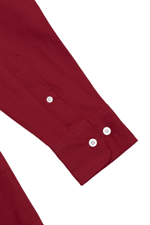 Regular Fit Oxford Cotton Long Sleeve Formal Smart Business Mens Shirt Burgundy Colour - Toplook London
