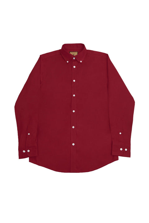 Regular Fit Oxford Cotton Long Sleeve Formal Smart Business Mens Shirt Burgundy Colour - Toplook London