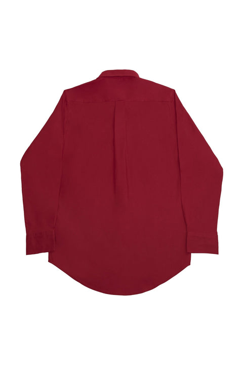 Regular Fit Oxford Cotton Long Sleeve Formal Smart Business Mens Shirt Burgundy Colour - Toplook London