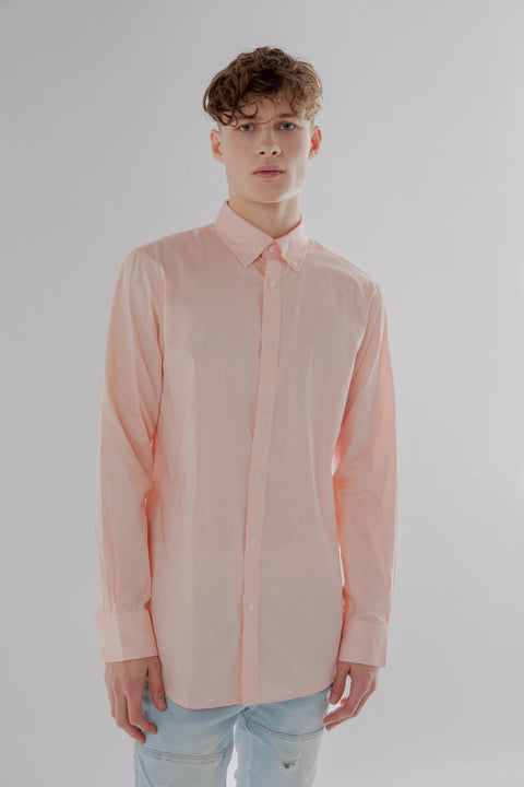 Regular Fit Oxford Cotton Long Sleeve Formal Smart Business Mens Shirt Pink Colour - Toplook London