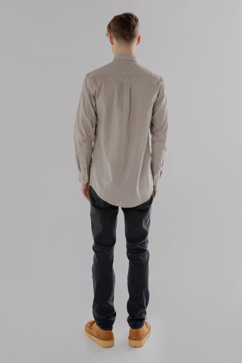 Regular Fit Oxford Cotton Long Sleeve Formal Smart Business Mens Shirt Sand Colour - Toplook London