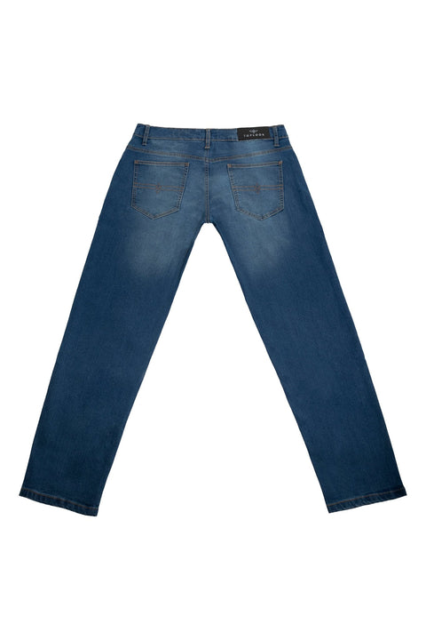 Seahawk Coloured Straight Jeans in mid blue - Toplook London