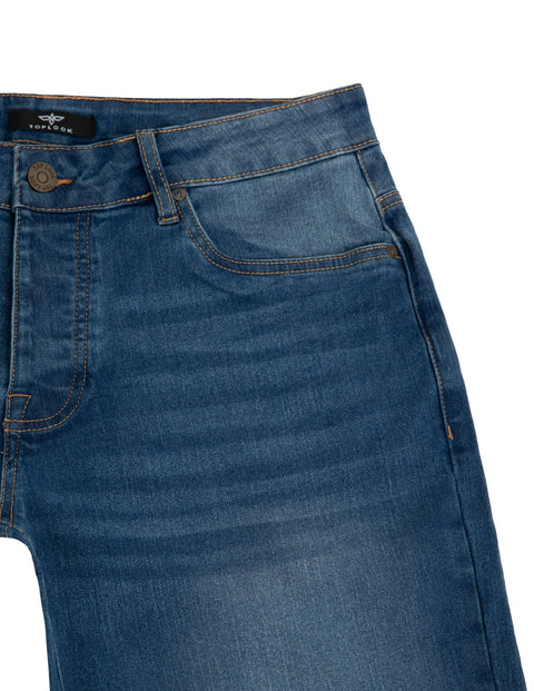 Seahawk Coloured Straight Jeans in mid blue - Toplook London