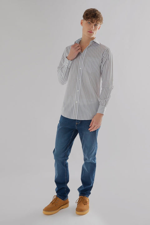 Seahawk Coloured Straight Jeans in mid blue - Toplook London