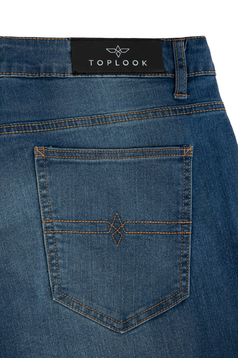 Seahawk Coloured Straight Jeans in mid blue - Toplook London