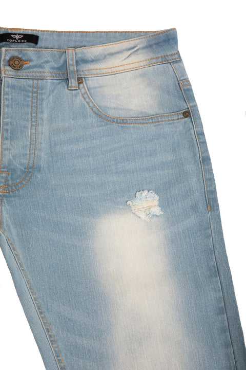 Southend Bold Ripped Slim Fit Jeans in light blue - Toplook London