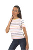 TOPLOOK Crew Neck Stripe Top T-Shirt For Women, SunsetStripe - Toplook London