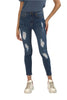 TOPLOOK Women's Extreme Distressed Slim Fit Jeans, Mid Blue - Toplook London