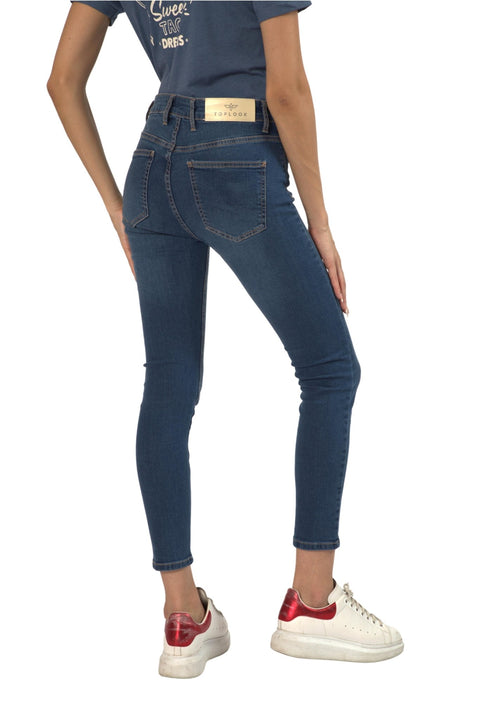 TOPLOOK Women's Extreme Distressed Slim Fit Jeans, Mid Blue - Toplook London