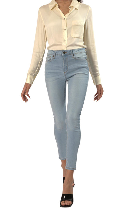 TOPLOOK Women's Skinny Midrise Stretch Jeggings, Light Blue - Toplook London