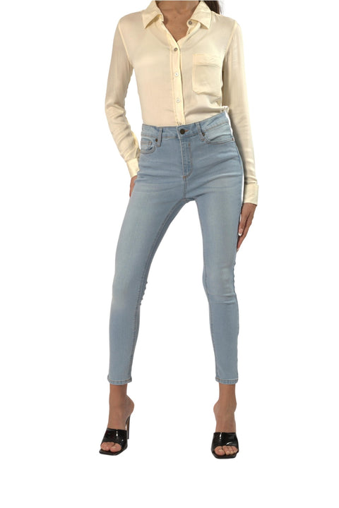 TOPLOOK Women's Skinny Midrise Stretch Jeggings, Light Blue - Toplook London