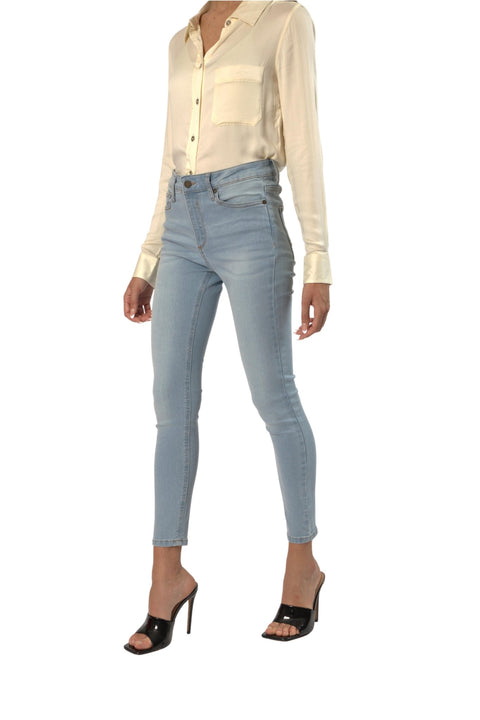 TOPLOOK Women's Skinny Midrise Stretch Jeggings, Light Blue - Toplook London