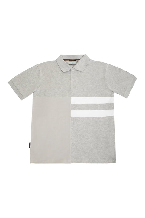 Vertical Panel Polo Shirt in grey marl - Toplook London