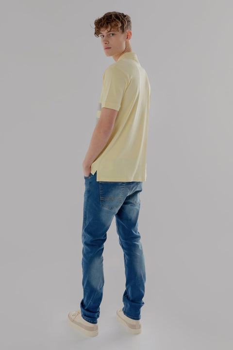 Vertical Panel Polo Shirt in pastel yellow - Toplook London