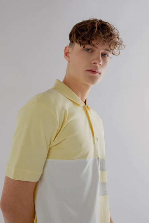 Vertical Panel Polo Shirt in pastel yellow - Toplook London