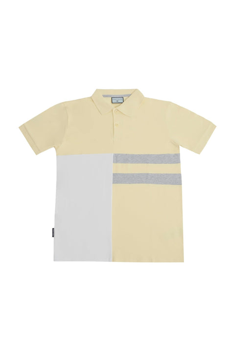 Vertical Panel Polo Shirt in pastel yellow - Toplook London