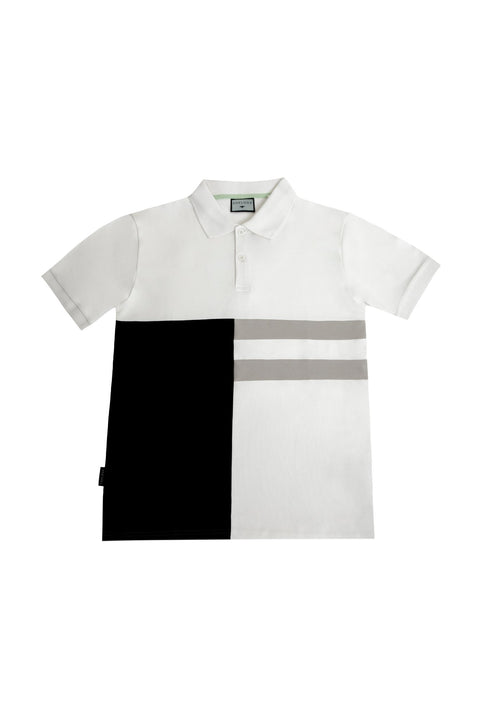 Vertical Panel Polo Shirt in white - Toplook London