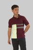 Vertical Panel Short Sleeve Designer Polo Shirt, Wine - Toplook London
