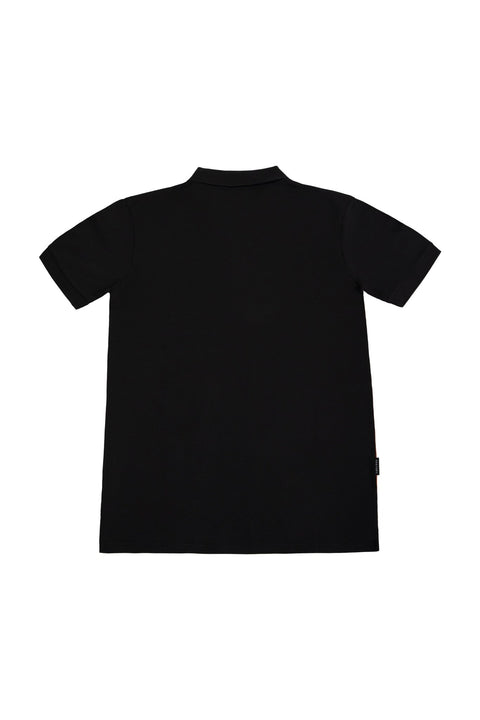 VERTICAL PANEL SHORT SLEEVE POLO SHIRT IN BLACK - Toplook London