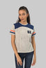 Women's Contrast Panel 3/4 Sleeve T-Shirt Top, Grey - Toplook London