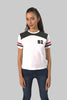 Women's Contrast Panel 3/4 Sleeve T-Shirt Top, White - Toplook London