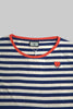 Women's Crewneck Short Sleeve Ringer Striped Twisted T-Shirt, Navy Stripe - Toplook London
