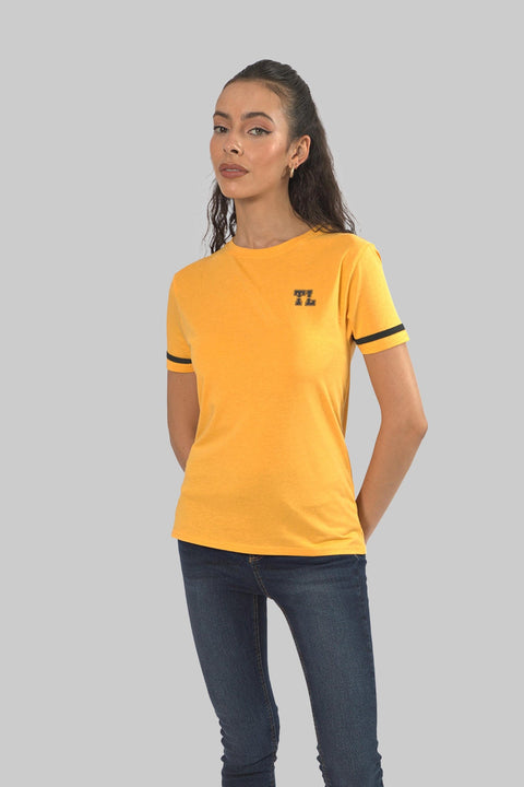 Women's Relaxed Cotton Short Sleeve Crew Neck T-Shirt, Dryed Yellow Slub - Toplook London
