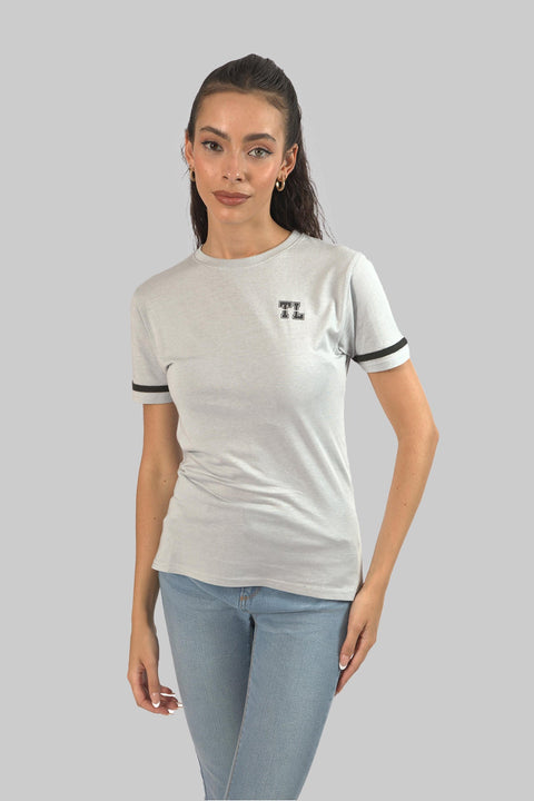 Women's Relaxed Cotton Short Sleeve Crew Neck T-Shirt, Grey Slub - Toplook London