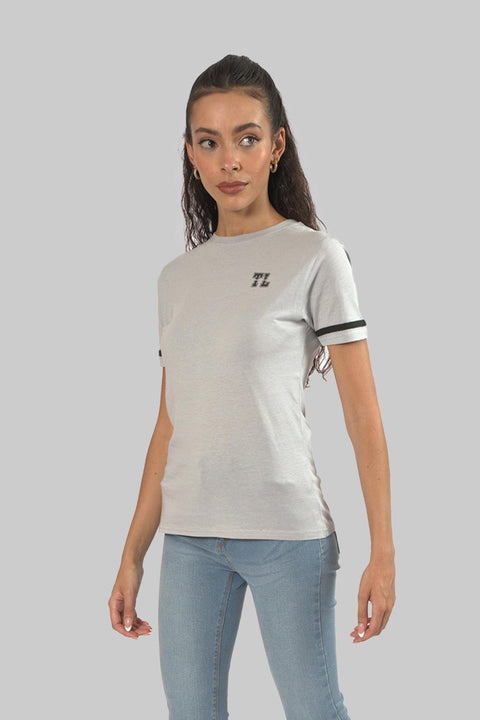 Women's Relaxed Cotton Short Sleeve Crew Neck T-Shirt, Grey Slub - Toplook London