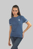Women's Relaxed Cotton Short Sleeve Crew Neck T-Shirt, Indigo Blue Slub - Toplook London