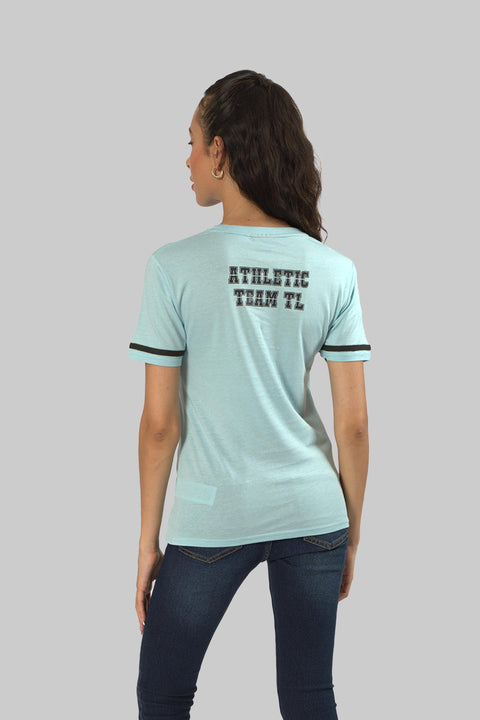 Women's Relaxed Cotton Short Sleeve Crew Neck T-Shirt, Porcelain Blue Slub - Toplook London