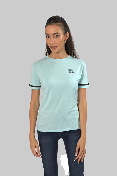 Women's Relaxed Cotton Short Sleeve Crew Neck T-Shirt, Porcelain Blue Slub - Toplook London
