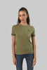 Women's Relaxed Cotton Short Sleeve Crew Neck T-Shirt, Pressed Green Slub - Toplook London