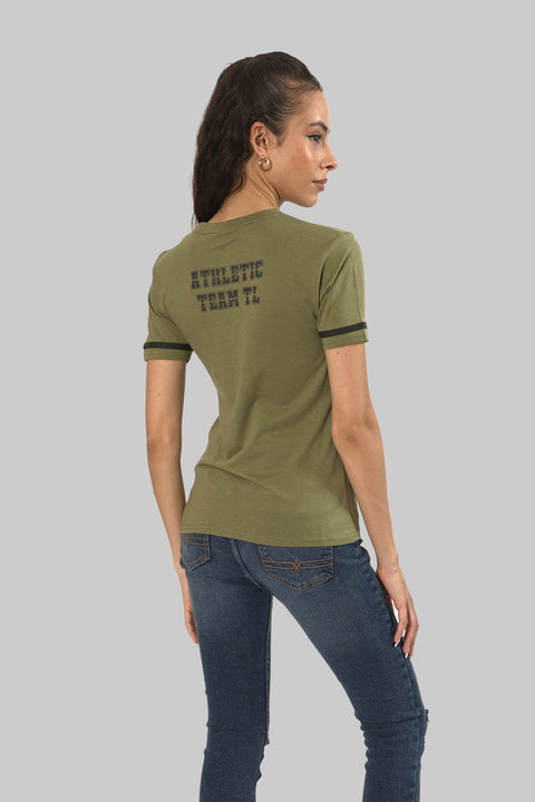 Women's Relaxed Cotton Short Sleeve Crew Neck T-Shirt, Pressed Green Slub - Toplook London