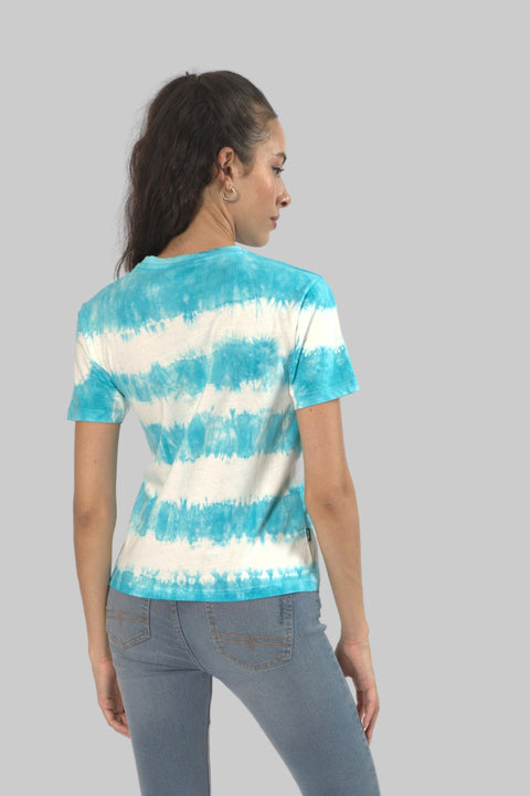 Women's Tie Dye Casual T-Shirt Top, Green - Toplook London