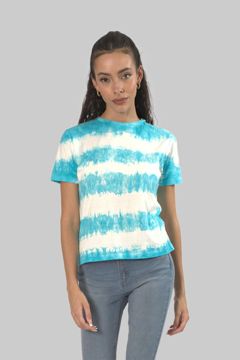 Women's Tie Dye Casual T-Shirt Top, Green - Toplook London