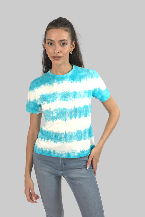 Women's Tie Dye Casual T-Shirt Top, Green - Toplook London