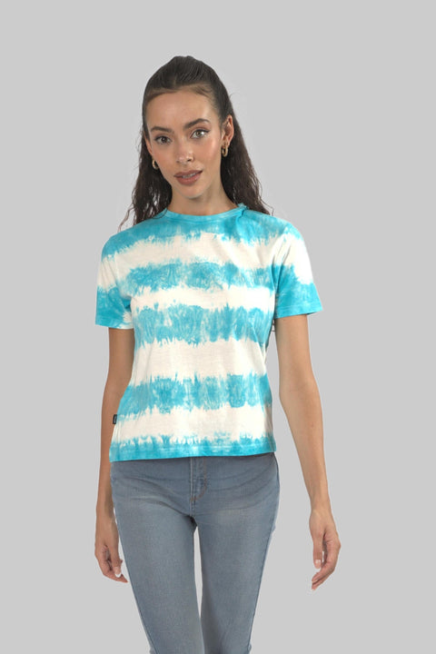 Women's Tie Dye Casual T-Shirt Top, Green - Toplook London