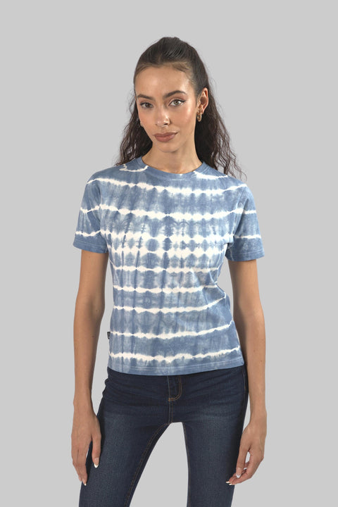 Women's Tie Dye Casual T-Shirt Top, Navy - Toplook London